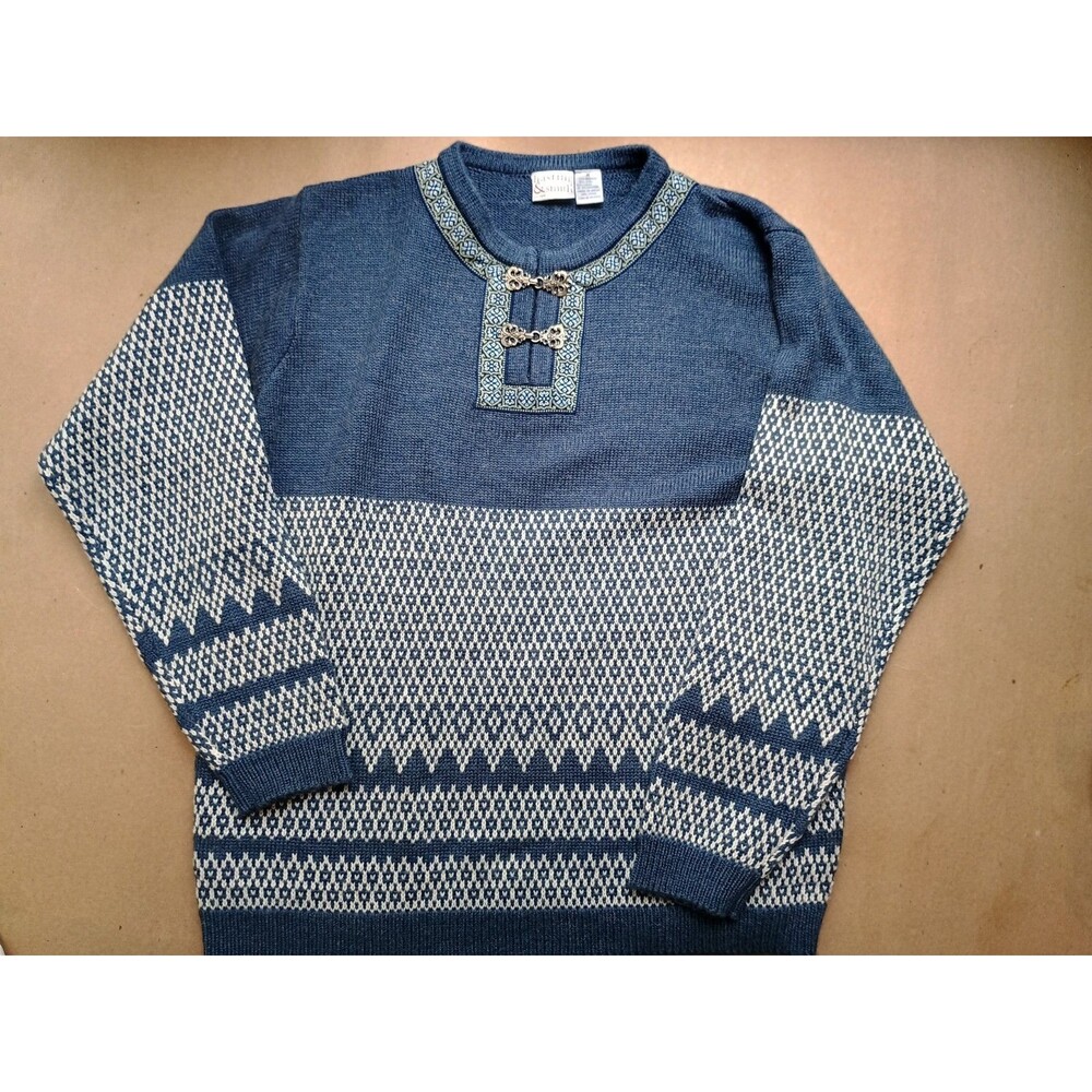 Vintage Hasting & Smith Nordic Wool Blend Sweater Unisex M Blue Scandinavian